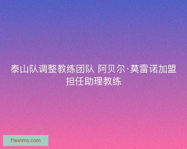 泰山队调整教练团队 阿贝尔·莫雷诺加盟担任助理教练