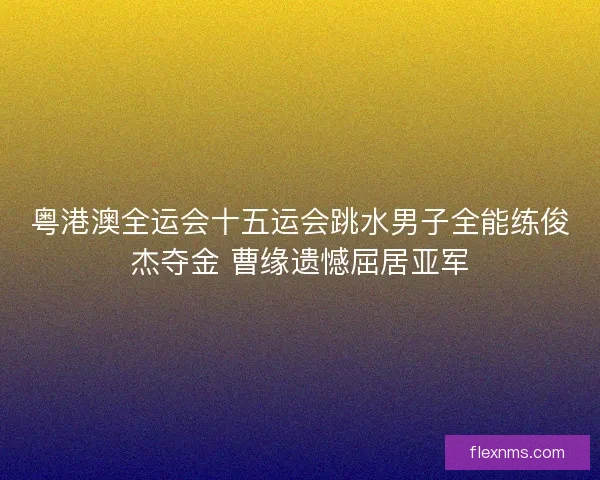 粤港澳全运会十五运会跳水男子全能练俊杰夺金 曹缘遗憾屈居亚军